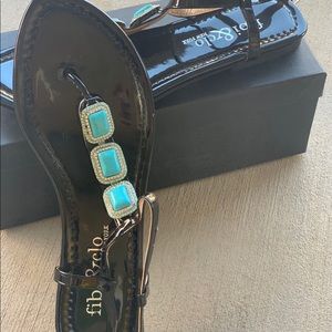 Fibi & Clo Turquoise Studded Sandal